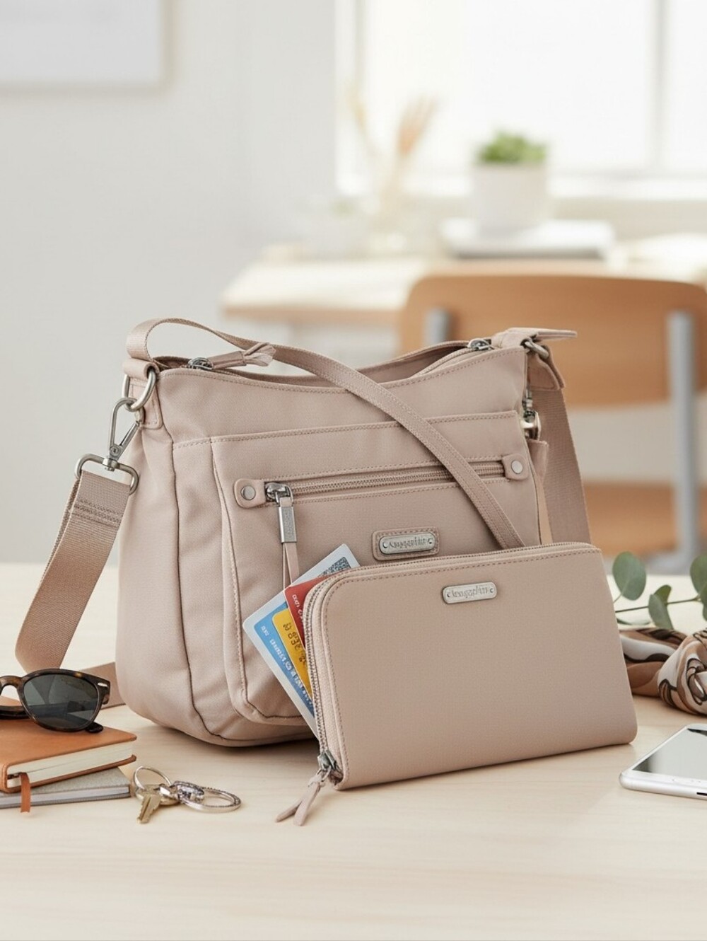 🌷NWOT🌷Baggallini Blush Crossbody with Matching Pouch